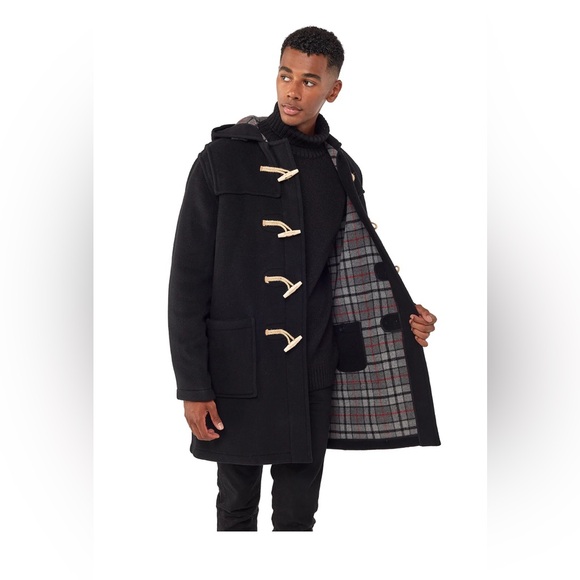 MONTGOMERY BLACK CLASSIC FIT ORIGINAL AUTHENTIC DUFFLE COAT WITH WOODEN TOGGLES - Picture 3 of 9